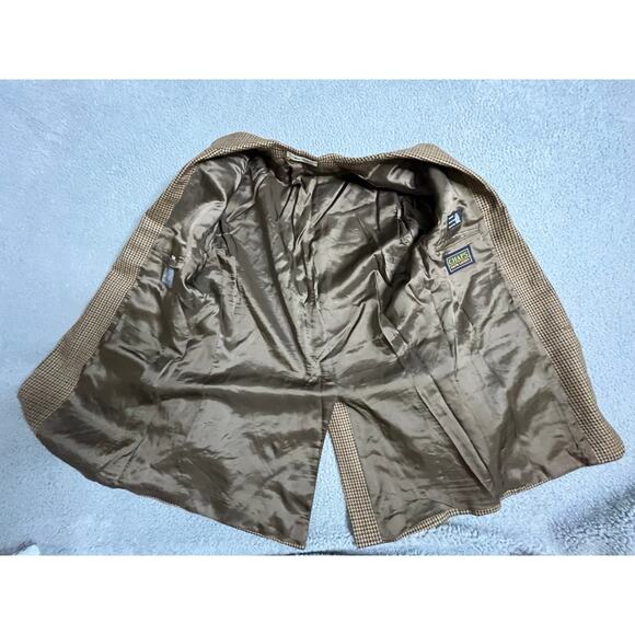 Vintage Lord & Taylor Blazer 42 Tall Ralph Lauren Wool Houndstooth Beige Tan 42T - Picture 14 of 14